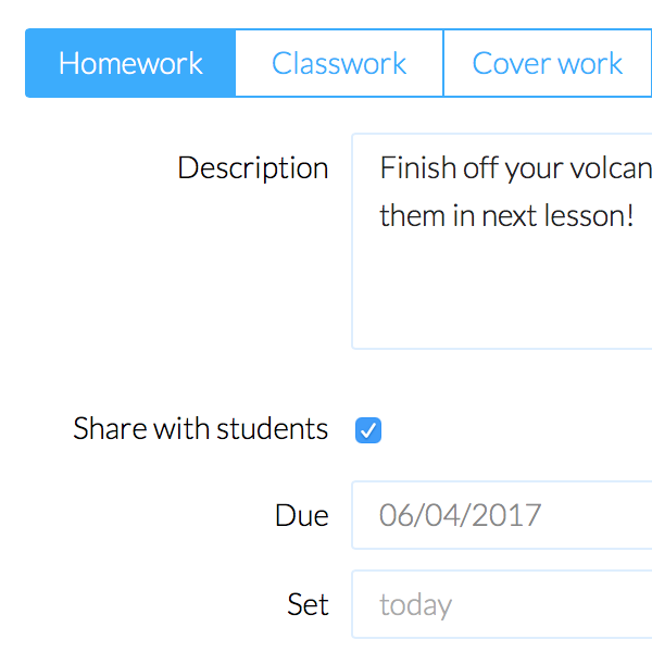 Online homework planner - student homework history